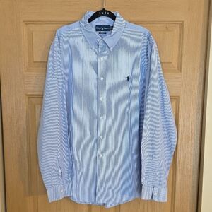 Polo‎ Ralph Lauren Blue Stripe Button Down Shirt Men's XXL EUC
